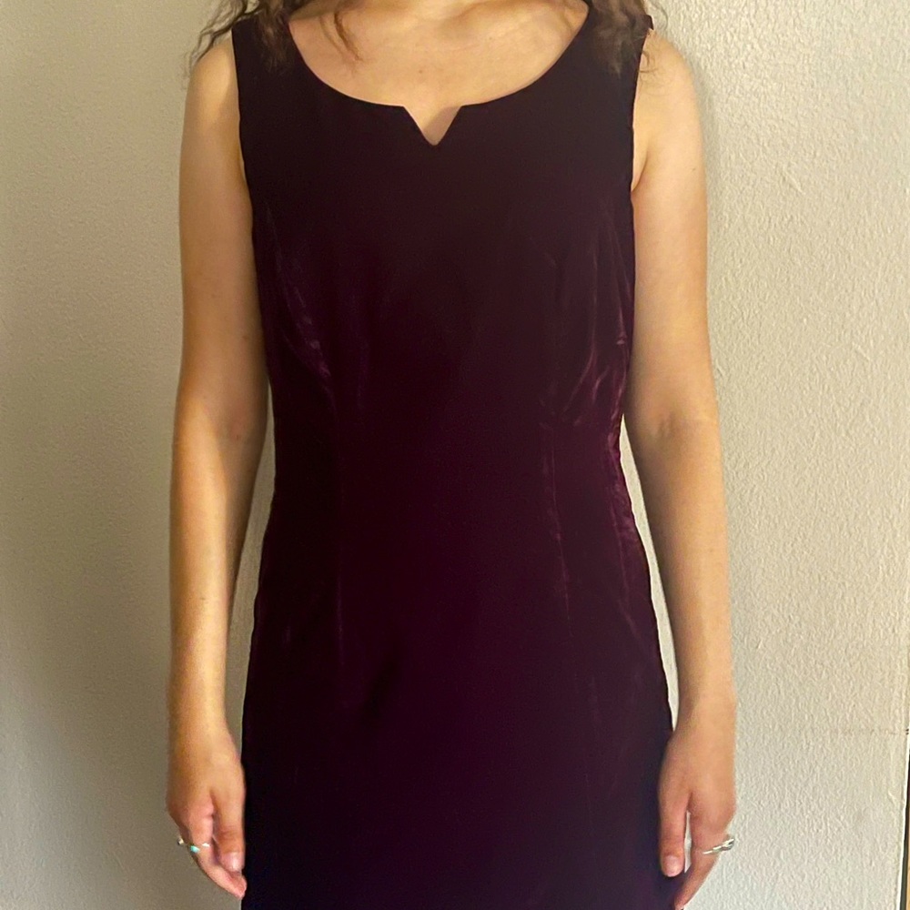 Deep Purple Velvet Vintage 90’s Hugo Buscati dress. Size 4.